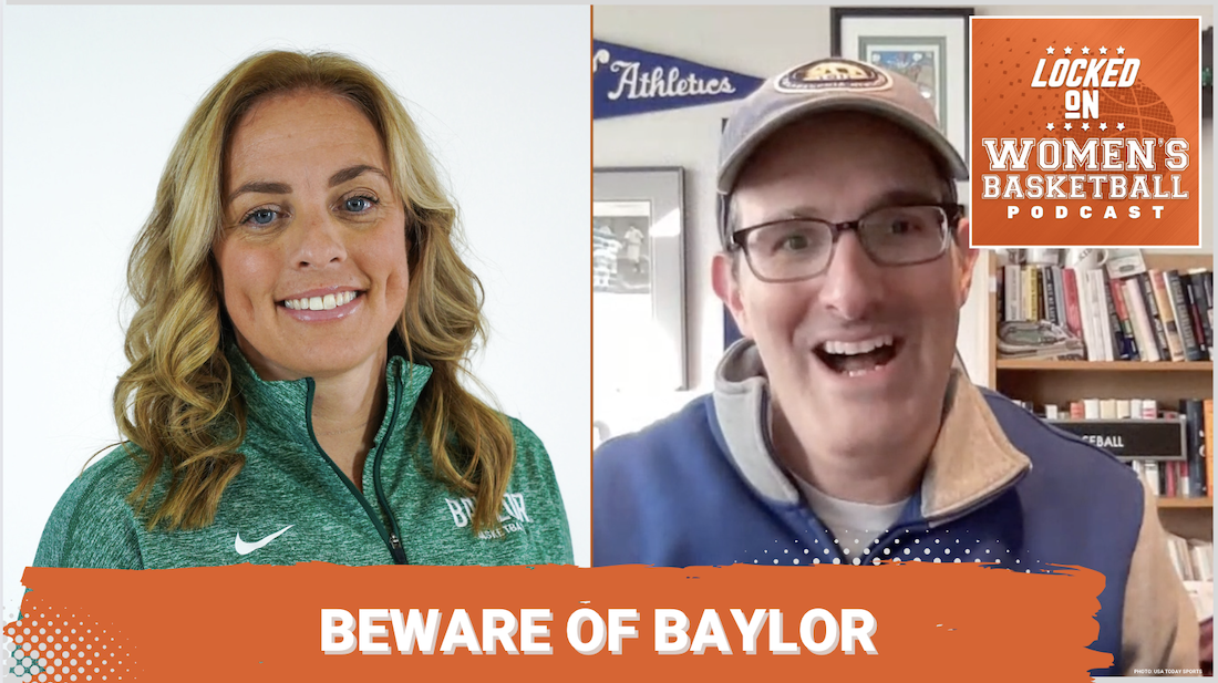 Graphic with side-by-side photos of Nicki Collen and Howard Megdal. Text overlay reads "Beware of Baylor."